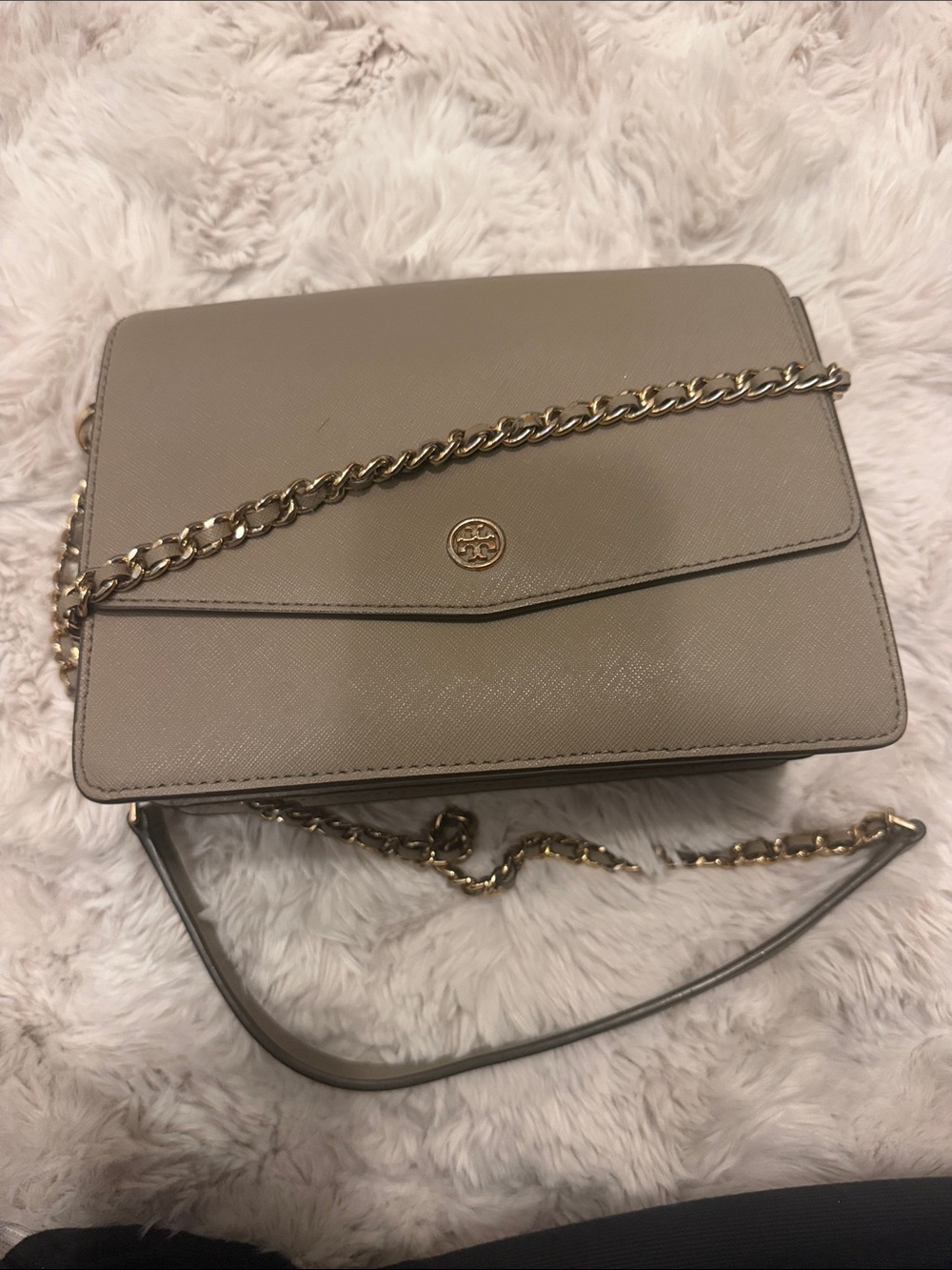 Tory Burch Taupe Leather Chain Crossbody